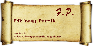 Fónagy Patrik névjegykártya