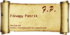 Fónagy Patrik névjegykártya